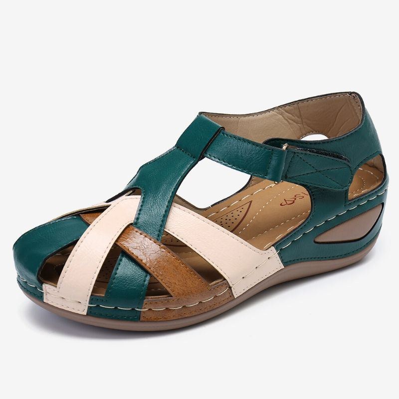 Dameudskæring Farveblok Justerbar Rem Casual Summer Wedge Sandaler