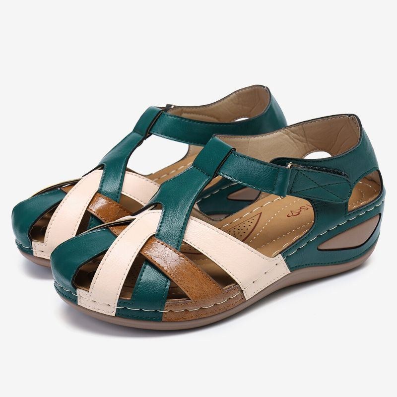 Dameudskæring Farveblok Justerbar Rem Casual Summer Wedge Sandaler