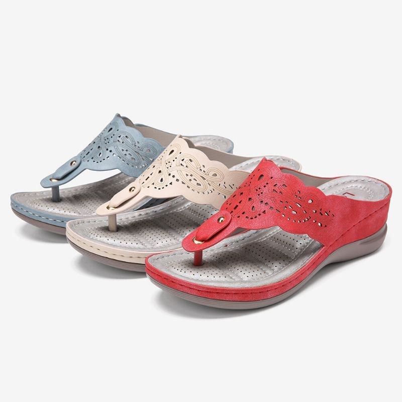 Dameudskæring Flip Flops Clip Toe Slip On Casual Wedge Sandaler