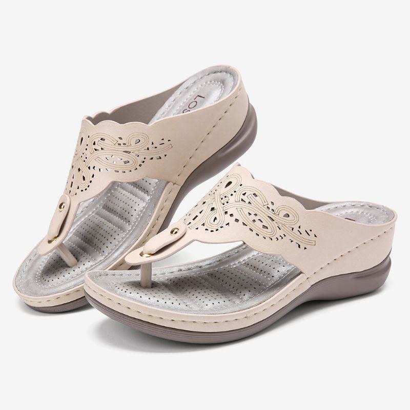 Dameudskæring Flip Flops Clip Toe Slip On Casual Wedge Sandaler