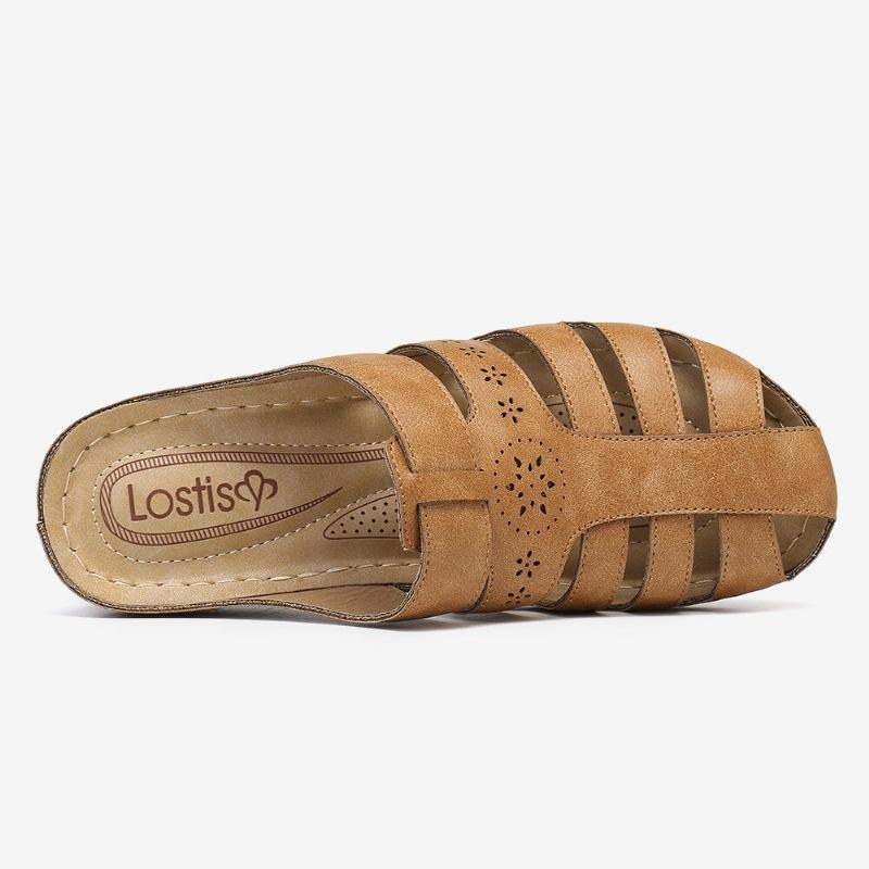 Dameudskæring Lukket Tå-slip On Rygløs Comfy Casual Wedge Sandaler