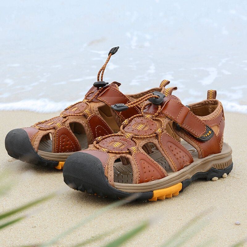 Herre Kohud Læder Skridsikker Lukket Tå Strand Casual Udendørs Sandaler