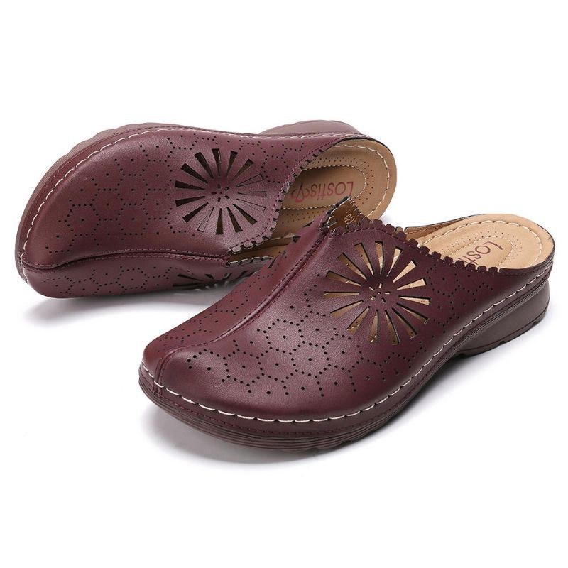 Hollow Out Åndbare Slip On Comfy Flat Sandaler Til Kvinder