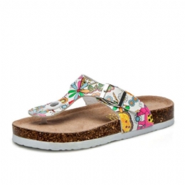 Plus Size Kvinder Casual Blød Sål Flip Flops Udskrivning Beach Cork Sandaler