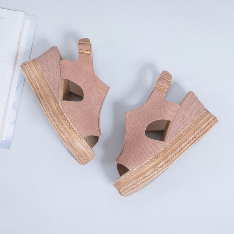 Plus Size Kvinder Casual Spænde Comfy Open Toe Platform Wedges Sandaler