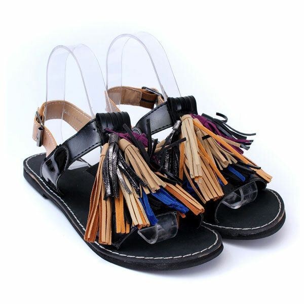 Sommer Damer Kvaster Frynser Slingback Flade Sandaler Mokkasiner Sko