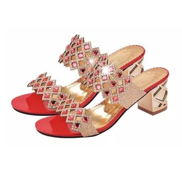 Sommer Kvinder Strandsandaler Chikke Rhinestone Sandaler Platform Sandaler