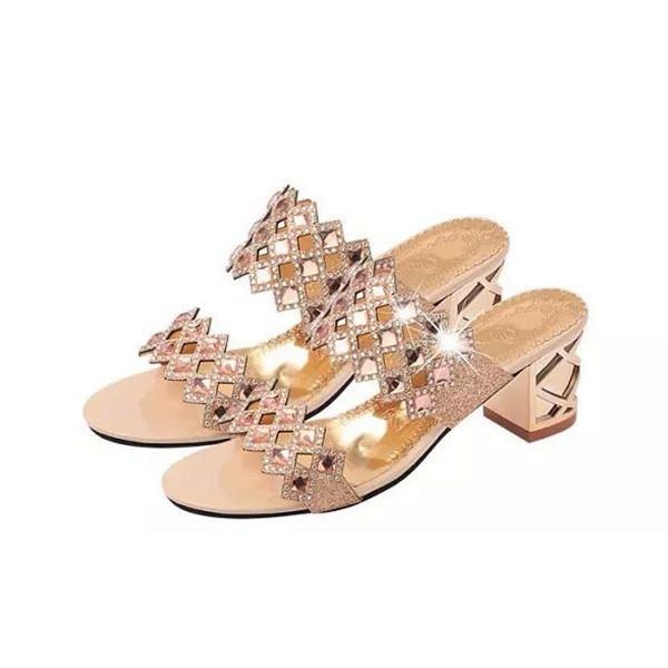 Sommer Kvinder Strandsandaler Chikke Rhinestone Sandaler Platform Sandaler