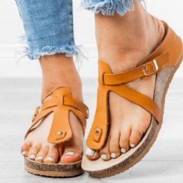 Stor Størrelse Dame Spænde Flip Flops Casual Wedge Sandaler