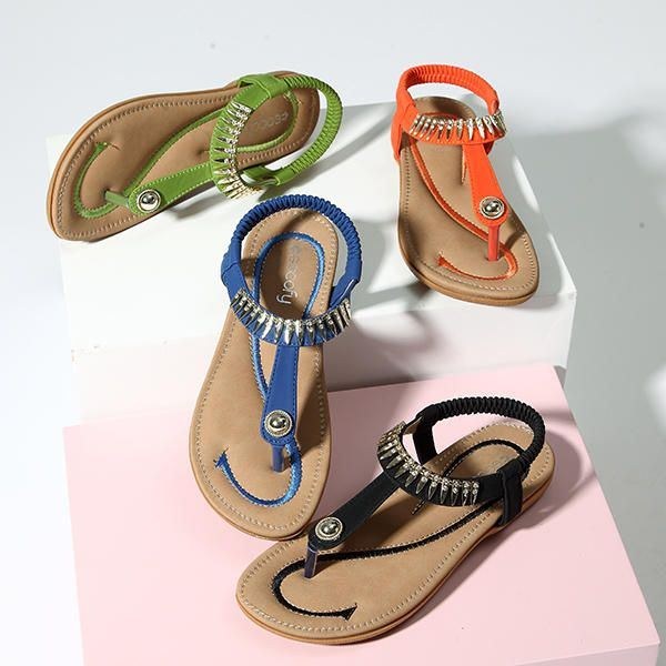 Stor Størrelse Kvinder Sommer Blød Sål Slip On Outdoor Beach Sandaler