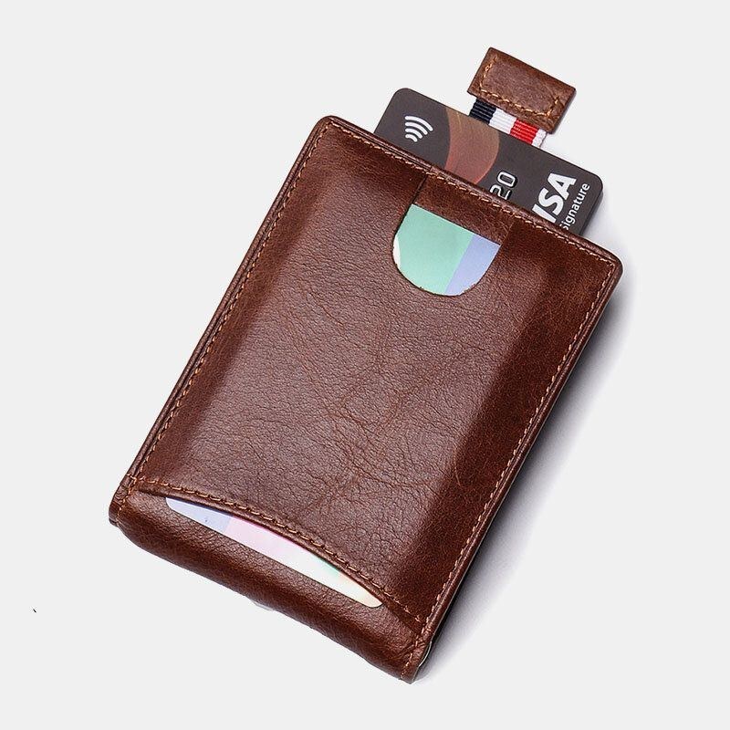 Ægte Læder Til Mænd Vintage Business Kohud Multi-card Slot Penge Clip Card Holder Tegnebog