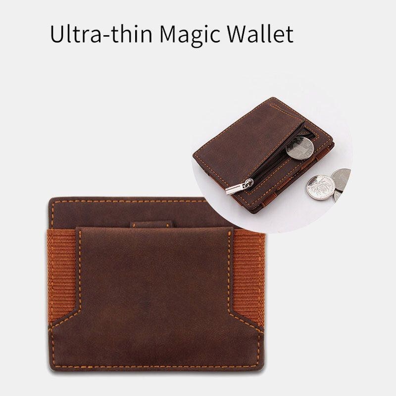 Ægte Læder Vintage Ultratynd Magic Card Holder Tegnebog