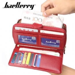 Baellerry Kvinder Kunstlæder Stor Kapacitet Modepung Pung Pure Color Clutch Taske Kortholder