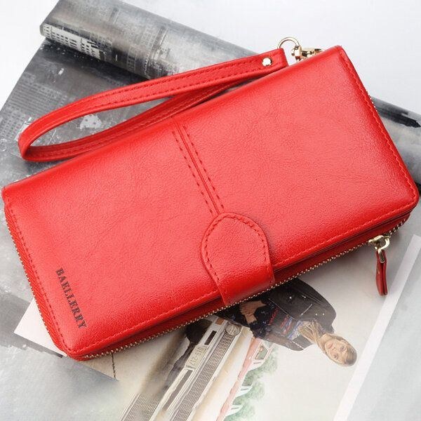 Baellerry Kvinder Kunstlæder Stor Kapacitet Modepung Pung Pure Color Clutch Taske Kortholder