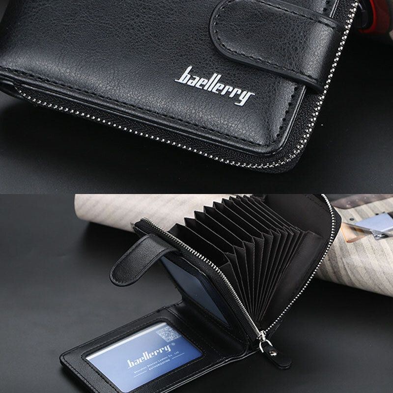 Baellerry Mænd Pu Læder Organ Design Multi-card Slot Retro Penge Clip Card Holder Pung