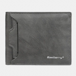 Baellerry Men Pu Læder Multi-card Slot Casual Tynd Penge Clip Card Holder Pung