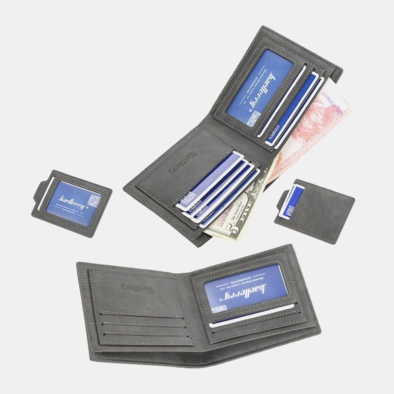 Baellerry Men Pu Læder Multi-card Slot Casual Tynd Penge Clip Card Holder Pung