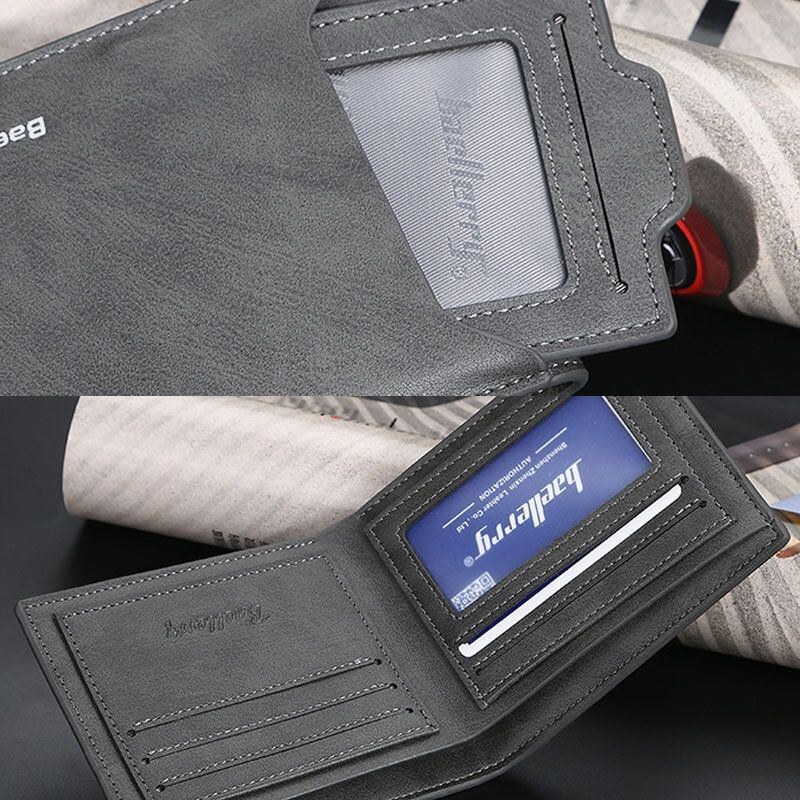 Baellerry Men Pu Læder Multi-card Slot Casual Tynd Penge Clip Card Holder Pung