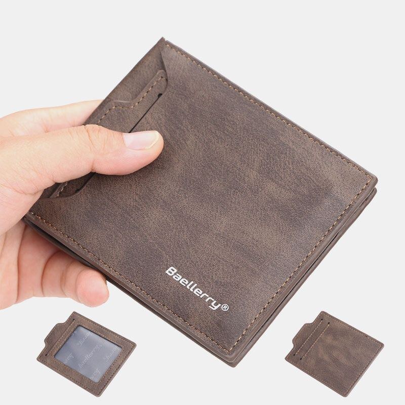 Baellerry Men Pu Læder Multi-card Slot Casual Tynd Penge Clip Card Holder Pung