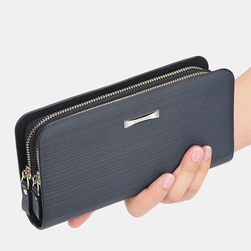 Baellerry Men Pu Læder Stor Kapacitet Multi-card Slot Bærehåndtag Casual Clutch Taske Kortholder Pung