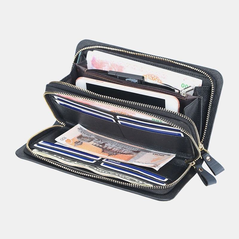 Baellerry Men Pu Læder Stor Kapacitet Multi-card Slot Bærehåndtag Casual Clutch Taske Kortholder Pung