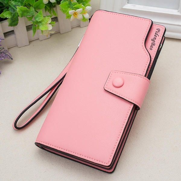 Dame 11 Kreditkortholdere 6 Tommer Mobiltelefon Pu Læder Pung Clutch Pung