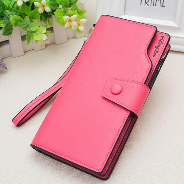 Dame 11 Kreditkortholdere 6 Tommer Mobiltelefon Pu Læder Pung Clutch Pung