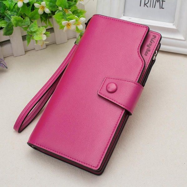 Dame 11 Kreditkortholdere 6 Tommer Mobiltelefon Pu Læder Pung Clutch Pung