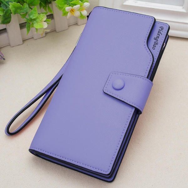 Dame 11 Kreditkortholdere 6 Tommer Mobiltelefon Pu Læder Pung Clutch Pung