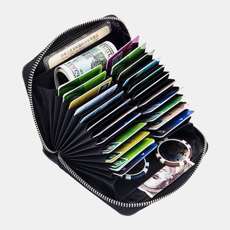 Dame Ægte Læder Anti-tyveriorgel Design Milti-card Slot Card Bag Kortholder Pung