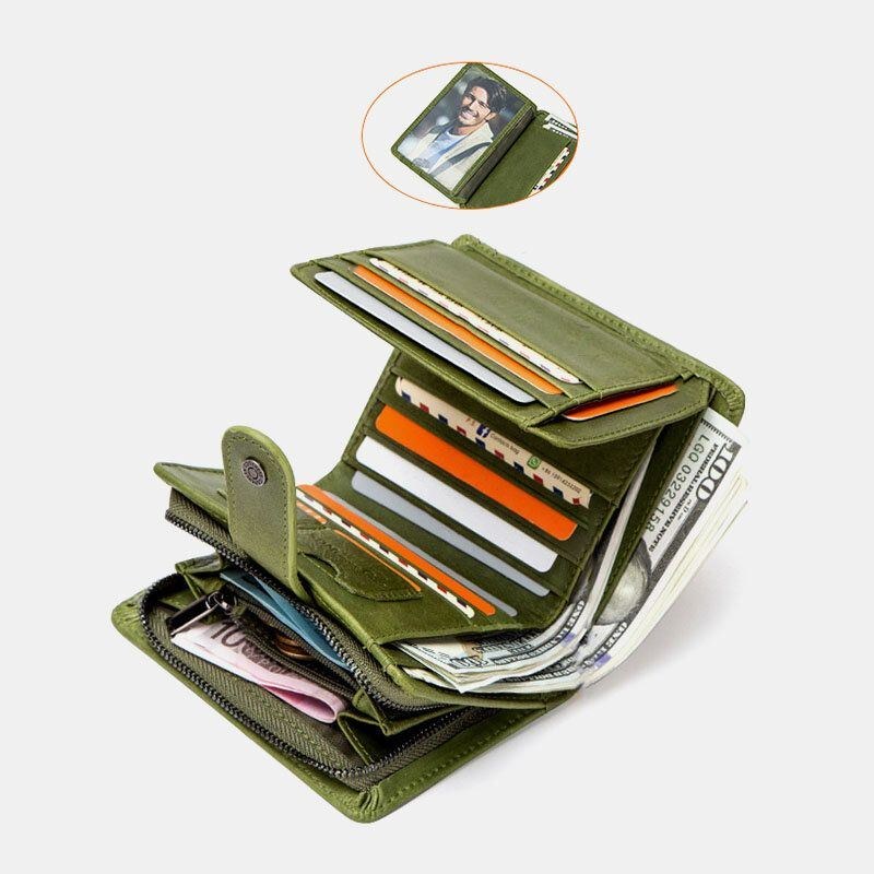 Dame Ægte Læder Multi-funktion Multi Card Slots Casual Ensfarvet Brief Card Holder Tegnebog