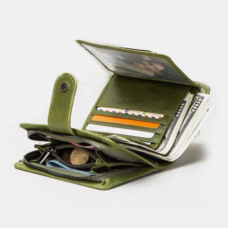 Dame Ægte Læder Multi-funktion Multi Card Slots Casual Ensfarvet Brief Card Holder Tegnebog