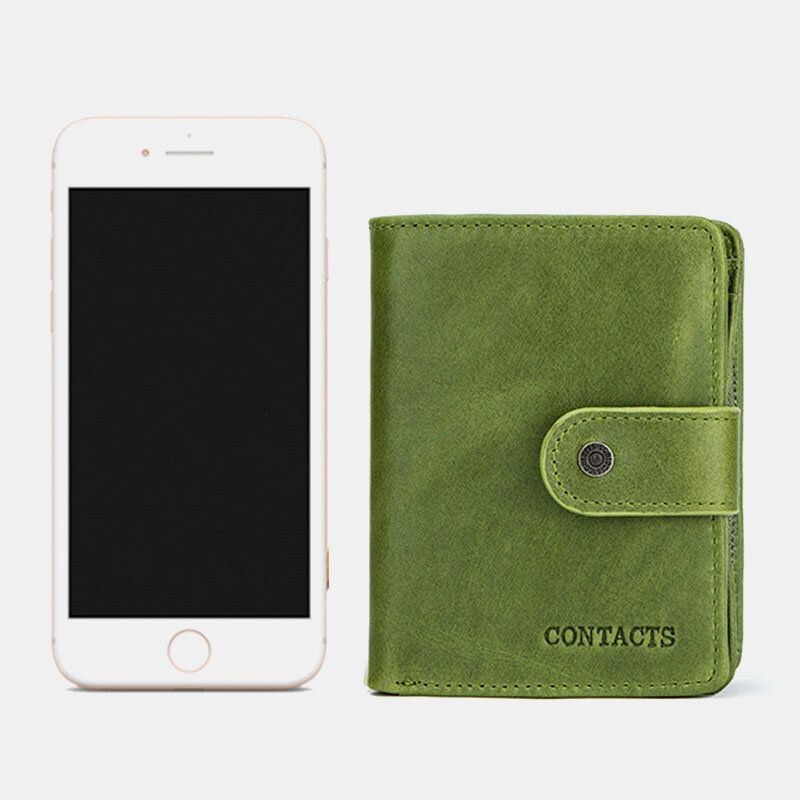 Dame Ægte Læder Multi-funktion Multi Card Slots Casual Ensfarvet Brief Card Holder Tegnebog