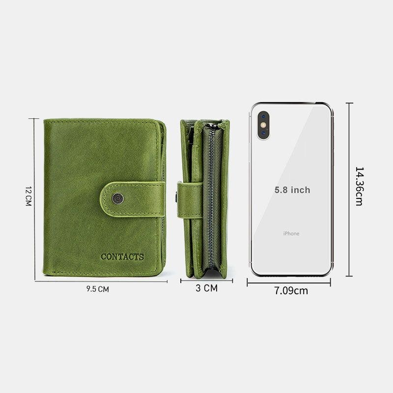 Dame Ægte Læder Multi-funktion Multi Card Slots Casual Ensfarvet Brief Card Holder Tegnebog