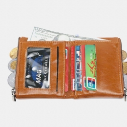 Dame Anti Theft 6 Kortpladser Olievoks Bifold Pung Pung