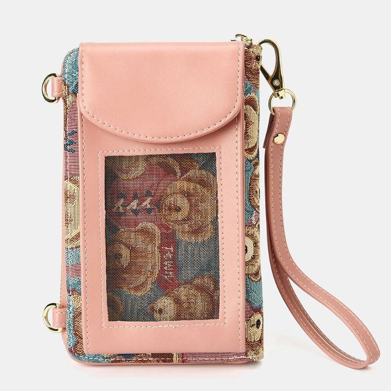 Dame Bjørnemønster 12 Kortpladser Telefonpung Crossbody Taske Clutches Taske