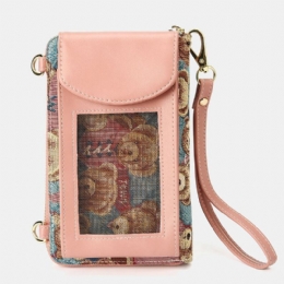 Dame Bjørnemønster 12 Kortpladser Telefonpung Crossbody Taske Clutches Taske