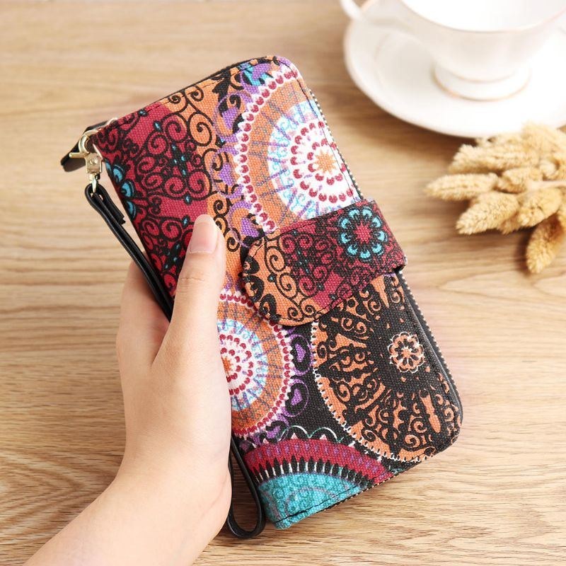 Dame Canvas Bohemian Long Wallet Muti-slot