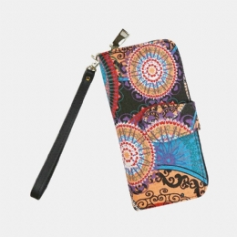 Dame Canvas Bohemian Style Printing Long Clutch Pung Tegnebog