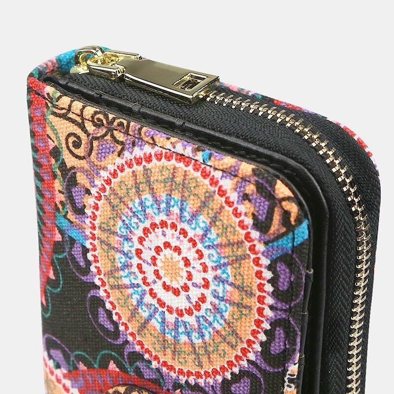 Dame Canvas Bohemian Style Printing Long Clutch Pung Tegnebog