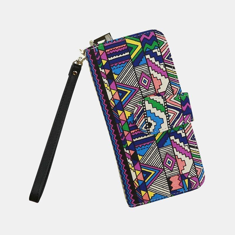 Dame Canvas Bohemian Style Printing Long Clutch Pung Tegnebog