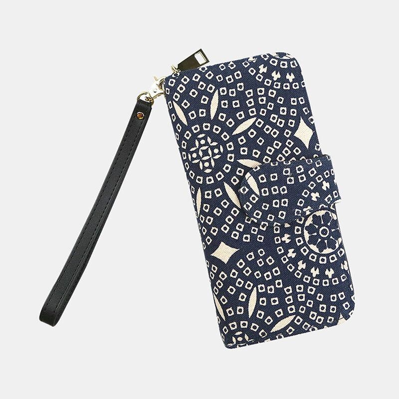 Dame Canvas Bohemian Style Printing Long Clutch Pung Tegnebog