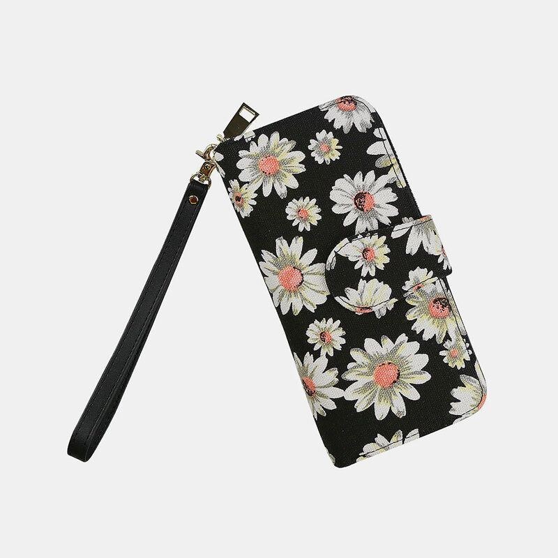 Dame Canvas Bohemian Style Printing Long Clutch Pung Tegnebog