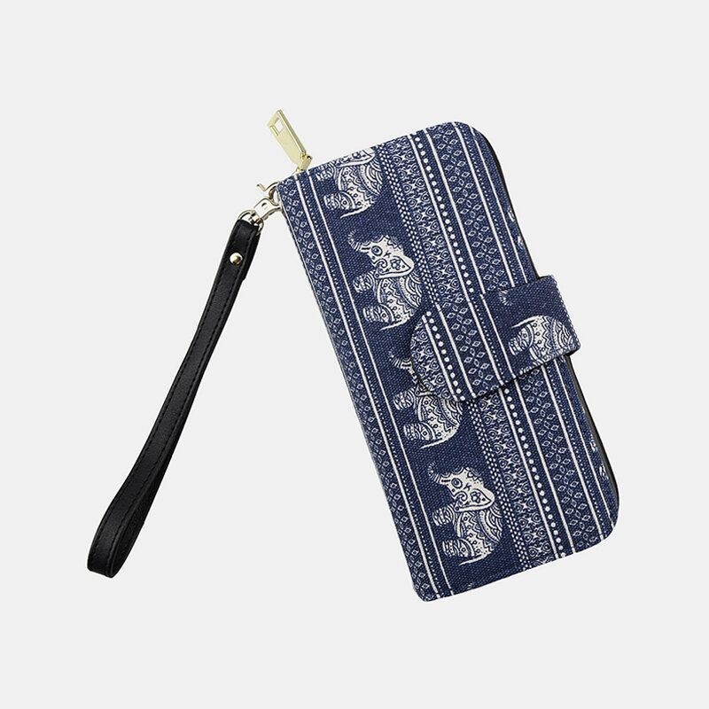 Dame Canvas Bohemian Style Printing Long Clutch Pung Tegnebog