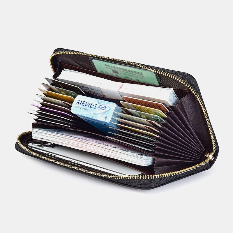 Dame & Mænd Pu Læder Litchi Mønster Multi-card Slot Aftagelig Håndledsrem Retro Mellemlængde Kortholder Clutch Tegnebøger