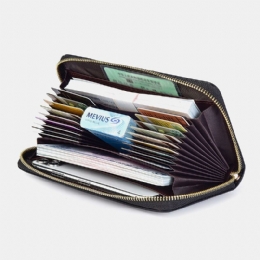 Dame & Mænd Pu Læder Litchi Mønster Multi-card Slot Aftagelig Håndledsrem Retro Mellemlængde Kortholder Clutch Tegnebøger