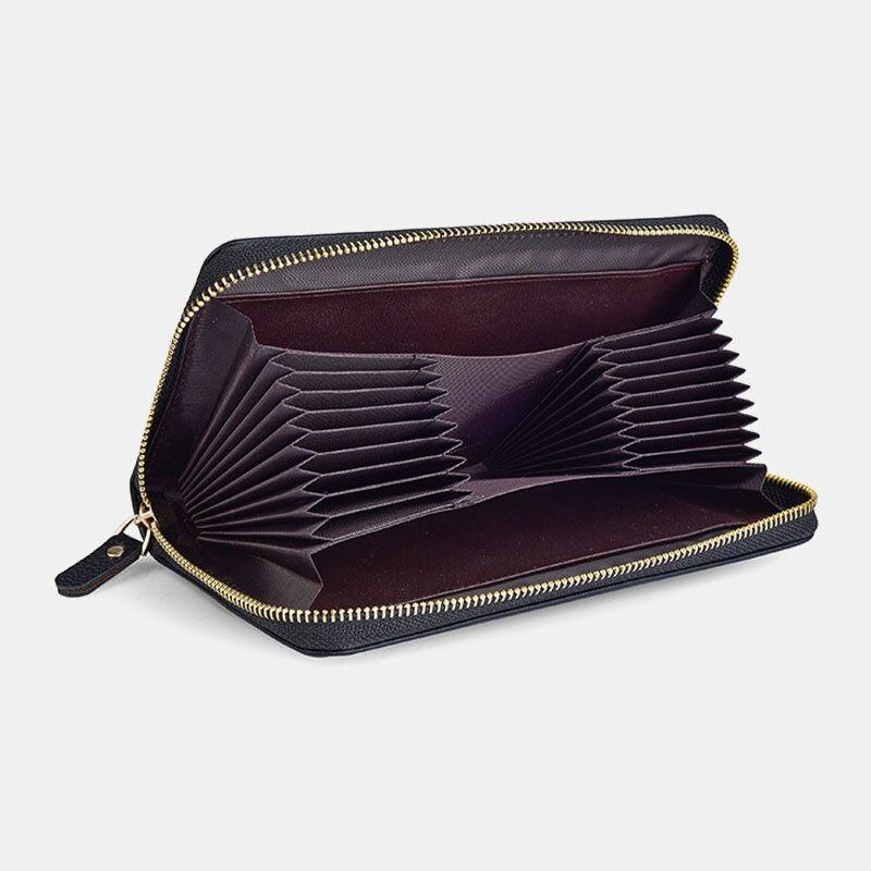 Dame & Mænd Pu Læder Litchi Mønster Multi-card Slot Aftagelig Håndledsrem Retro Mellemlængde Kortholder Clutch Tegnebøger