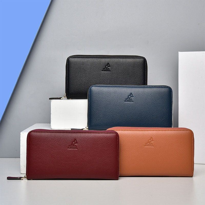 Dame & Mænd Pu Læder Litchi Mønster Multi-card Slot Aftagelig Håndledsrem Retro Mellemlængde Kortholder Clutch Tegnebøger