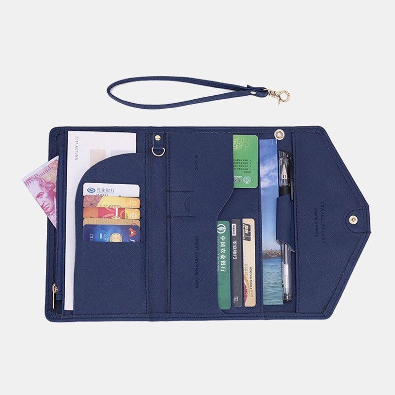 Dame Multifunktionel 8 Card Case Trifold Passport Business Pung Pung