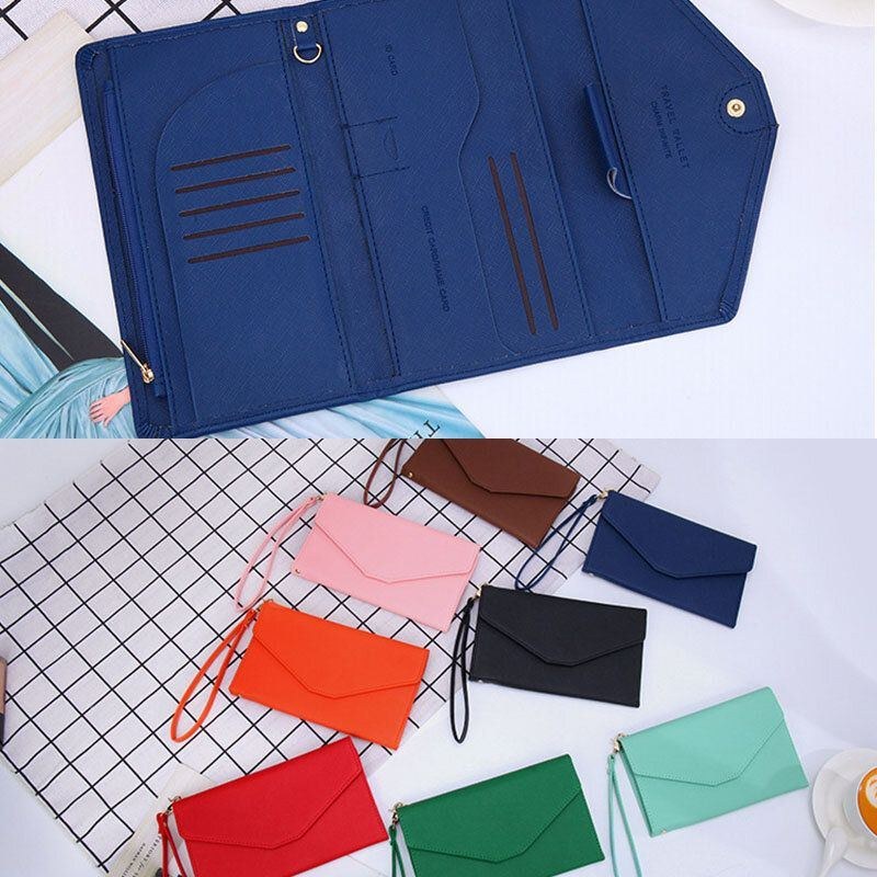 Dame Multifunktionel 8 Card Case Trifold Passport Business Pung Pung